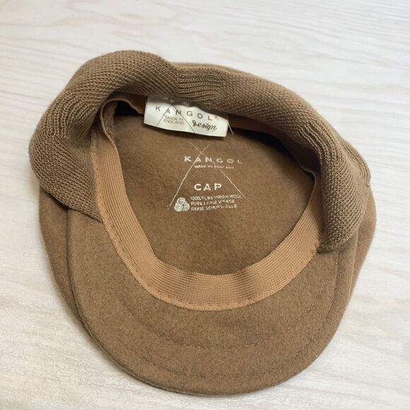 Kangol 100% Wool Cabbie Newsboy Flat Brim Hat Cap Light Brown - Picture 8 of 9